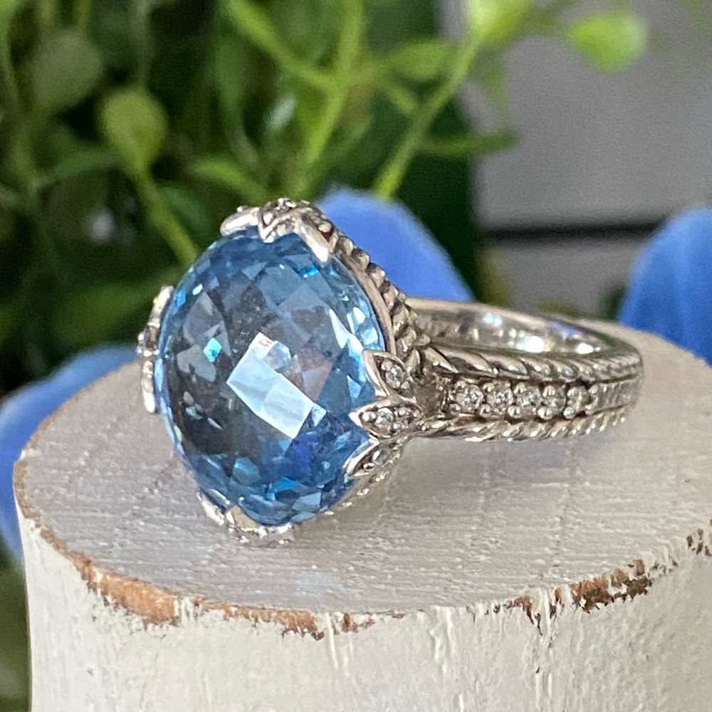 Ladies Large Blue Stone Ring